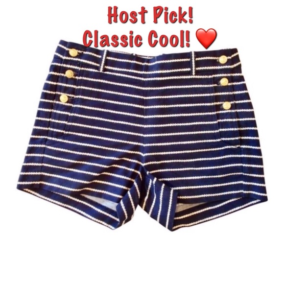 J. Crew Pants - Striped Sailor Shorts w/ Gold Buttons